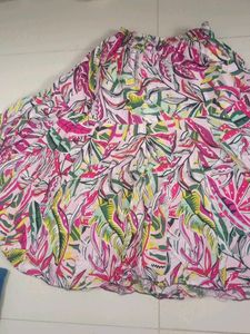 Vibrant Tropical Print Tiered Skirt