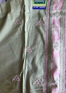 Elegant Green material with Pink Embroidery