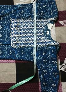 Blue Chevron Print Kurta Set