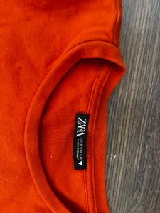 Bright Orange Cropped Long Sleeve Top