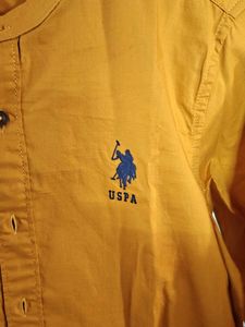 U.S. Polo Assn. Boy'sChinese collar Mustard Shirt(