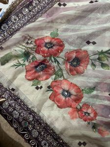 organza  Floral Kurta Set with free kurt