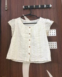 White Eyelet Button-Up Top