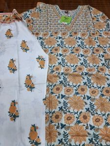 Yellow Floral Print Kurta Set