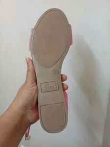 Pink Suede Flat Sandals