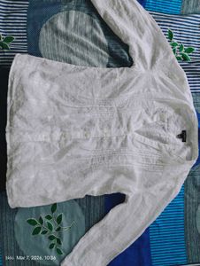Chic White Embroidered shirt &amp; Black Pants Set