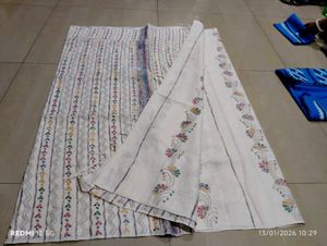 Elegant Embroidered White Saree