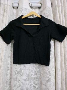 🖤Black Collared Crop Top🖤