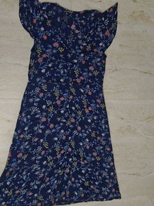Navy Floral Print Midi Dress