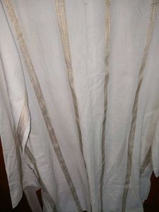 Elegant White Kurta with Gold Trim