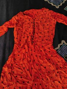 Vibrant Red Printed Anarkali Gown