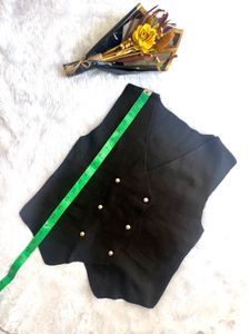 Chic Black Double-Breasted Vest korean top