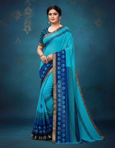 Blue Printed Saree