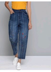 Sassafras Blue Paint Splatter Slouchy Jeans