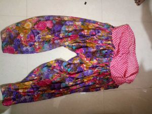 Pink Printed Cotton Kurti Blouse