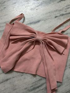 Cute Pink Bow Crop Top
