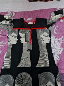 Stylish Black Kurta with Unique Face Print
