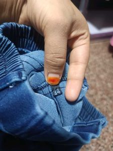 Girls' Blue Denim Jeans with Floral Embroidery