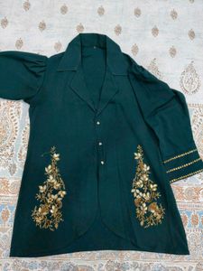 Elegant Teal coord Set with Embroidery
