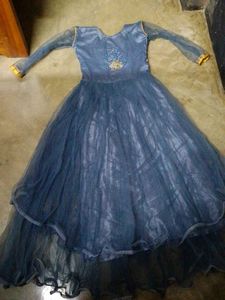 Blue Embroidered Ethnic Gown