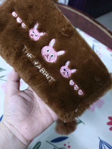 Cute Brown Faux Fur Bunny Pouch