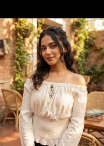 Off-Shoulder Smocked Cream Crop Top