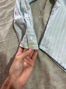 Light Blue Striped Button-Down Shirt