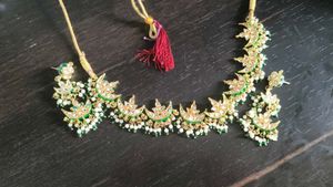 gold plated Kundan Choker Necklace Set with Earrin