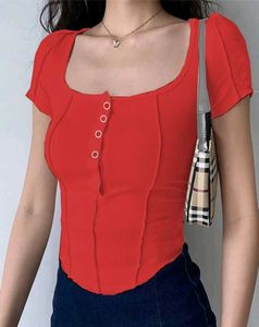 Brand new Red Button-Up Henley Crop Top