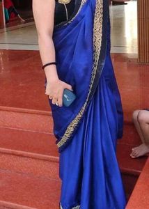 Royal Blue Saree with Gold Border