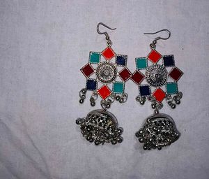 Boho Multi-Color Jhumka Earrings