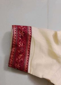 Cream saree with blouse