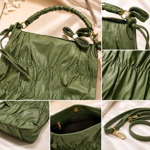 Chic Ruched Green Shoulder Bag