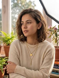 Layered Gold Tone Disc Necklace