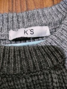 Grey Cropped Knit Sweater