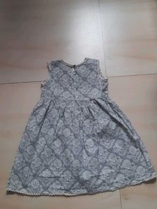 Girls Grey Floral Print Dress