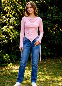 Chic Pink Asymmetrical Hem Top