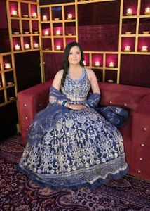 Stunning Blue Embroidered Lehenga Choli