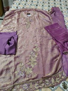 Embroidered fendy silk suit Set