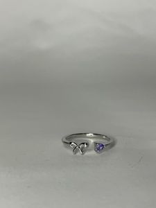 Cute Floral Ring with Purple Stone
