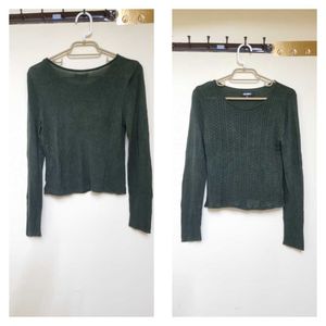 Olive Green Textured Knit Top