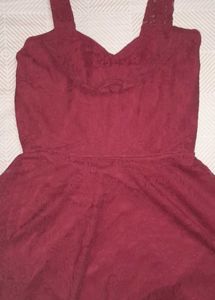Maroon Lace Skater One Piece Dress