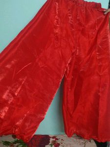 Red Silk suit set with Golden Print