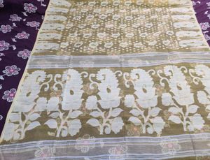 Light Yellow Kolka Design Jamdani Saree