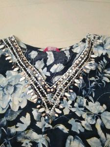 Embellished Floral Print Kurta