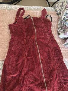 Maroon Corduroy Mini Dress