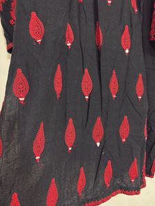 Embroidered Pakistani Black &amp; Red Kurta Set