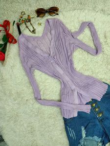 Lightweight Lilac Knit Cardigan