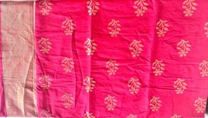 Elegant rose Pink Saree with Golden Motifs