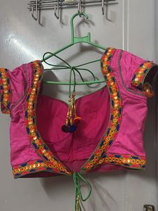 Pink Embroidered Lehenga Choli with Green Dupatta